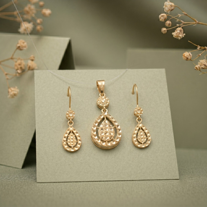 نیم ست طلا کم اجرت 18 عیار زنانه سهی مدل SS15