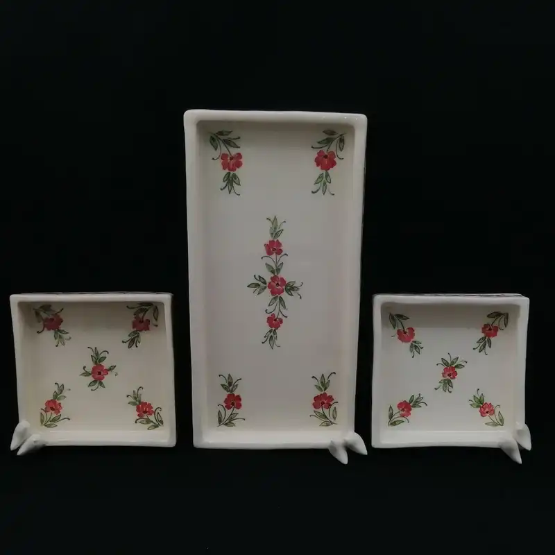 شیرینی خوری سرامیکی هیوا طرح میخک کد 10919032 مجموعه 3عددی