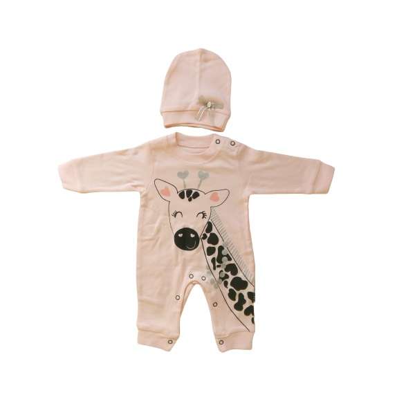 ست سرهمی و کلاه نوزادی طرح زرافه کد 11