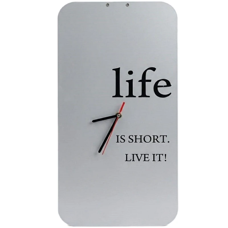 ساعت دیواری عقربه‌ای با نشانگر فانتزی مدل life is short live it