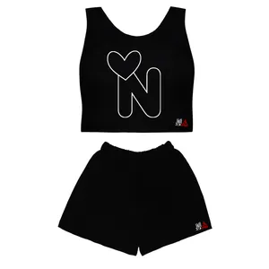 ست تاپ و شلوارک زنانه مدل N  کد b071 رنگ مشکی 