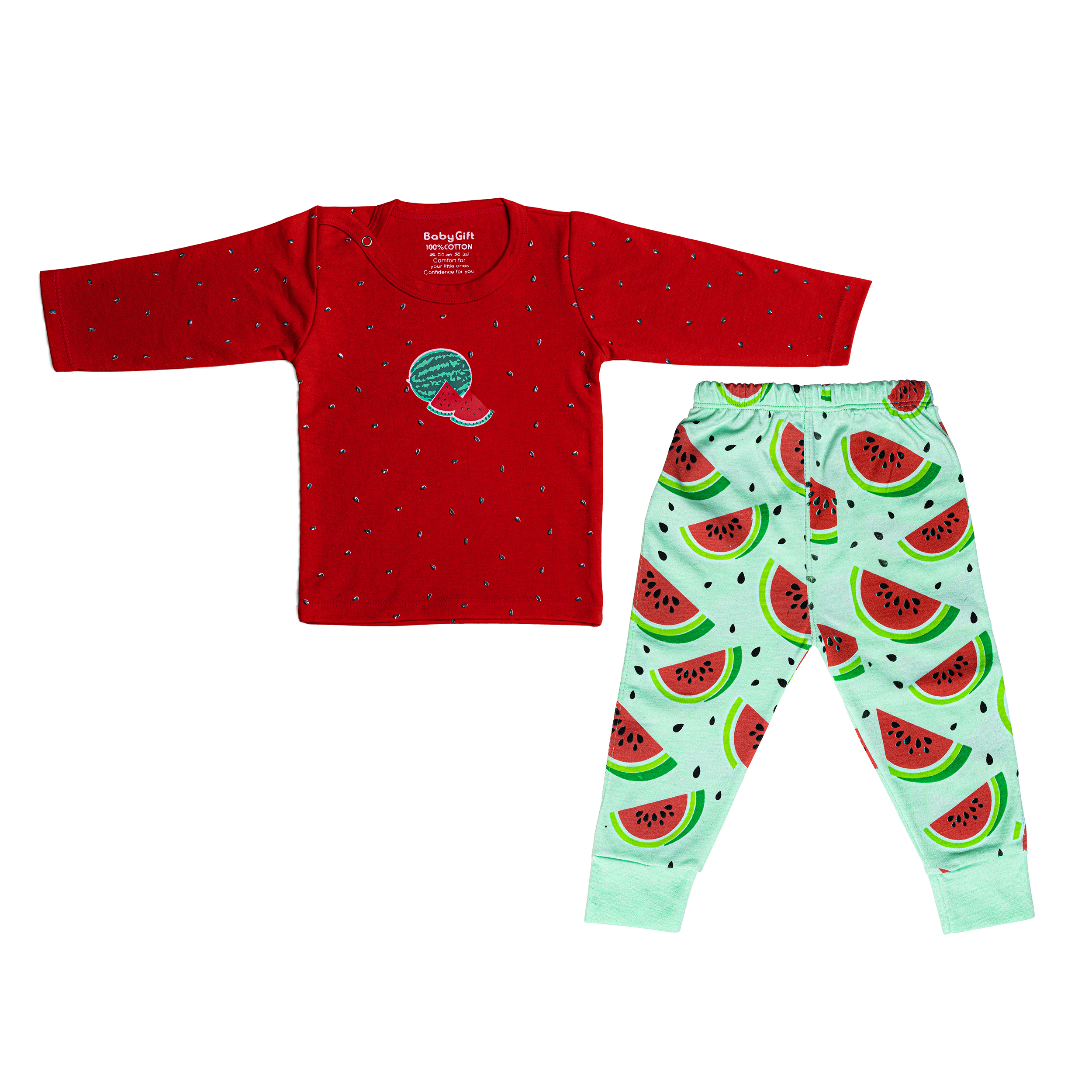 ست تی شرت و شلوار نوزادی مدل هندوانه کد 11