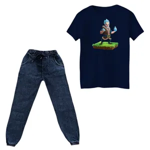 ست تی‌شرت و شلوار دخترانه مدل  کلش رویال کد 15 رنگ سورمه ای