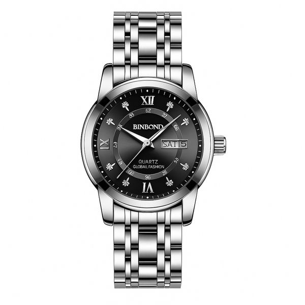 ساعت مچی عقربه‌ای کوارتز زنانه بین باند مدل لوکس کلاسیک دی دیت بند طرح بافت قفل مخفی کد ۴