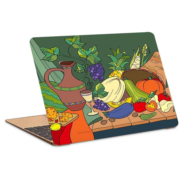 استیکر لپ تاپ طرح نقاشی صیفی جات مناسب برای لپ تاپ 15.6 اینچ