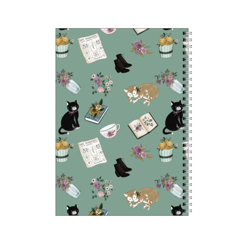 دفتر مشق 80 برگ بامبیلیپ طرح پترن گربه و گلدان و کتاب کد 4956105