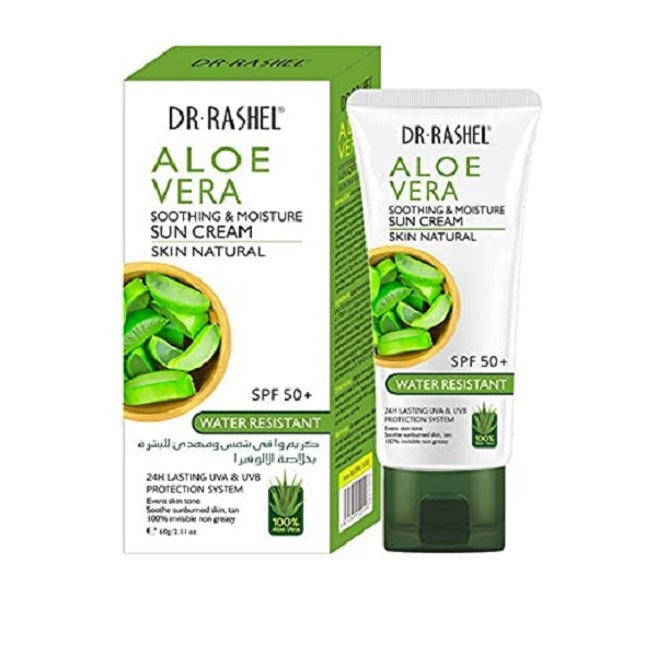 کرم ضد آفتاب بدون رنگ دکتر راشل SPF 50 مدل Aloevera مناسب برای انواع پوست حجم 60 میلیلیتر کرم ضد آفتاب بدون رنگ دکتر راشل SPF 50 مدل Aloevera مناسب برای انواع پوست حجم 60 میلیلیتر