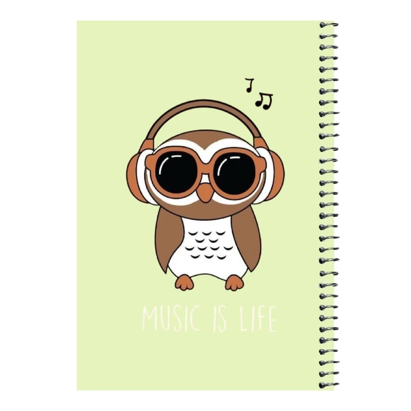 دفتر مشق 80 برگ اس جی مدل جغد و هدفون     