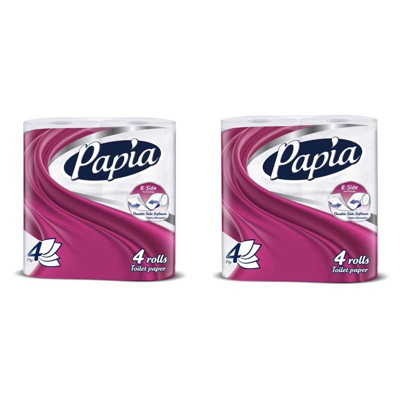 دستمال توالت پاپیا مدل 70p دو بسته 4 عددی دستمال توالت پاپیا مدل 70p دو بسته 4 عددی