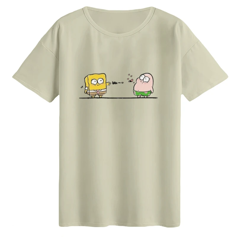 تی‌شرت لانگ آستین کوتاه زنانه مدل پاتریک و باب اسفنجی