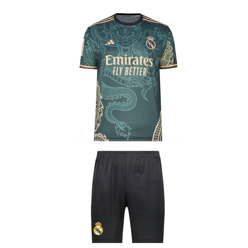 ست تی‌شرت و شلوارک ورزشی پسرانه مدل دراگون رئال مادرید طرح امباپه شماره 10 کد 2026g