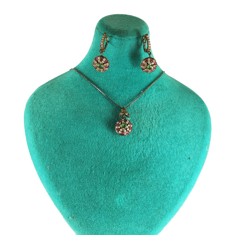 نیم ست نقره زنانه سلین کالا مدل سه جواهر کد 125