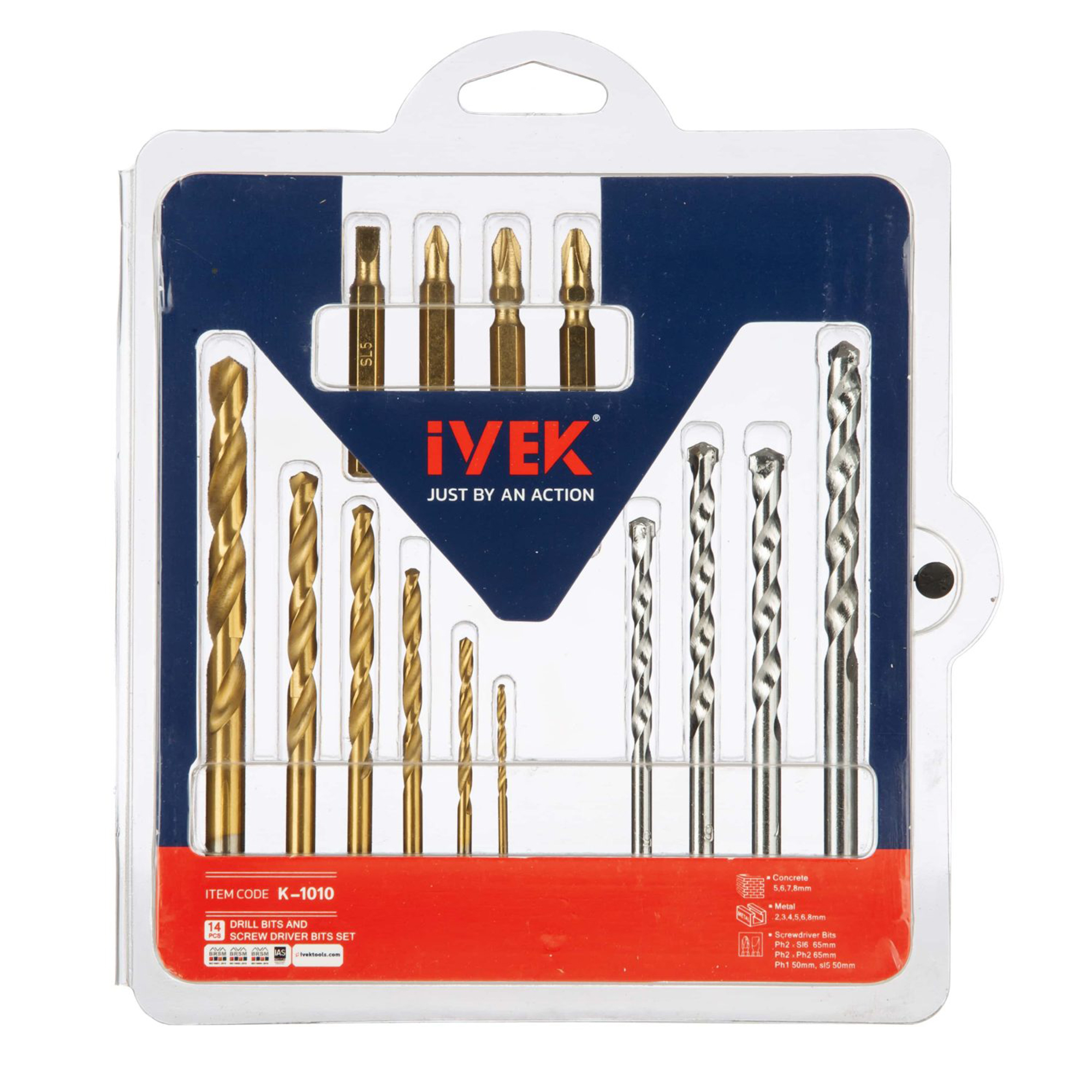 سر‌پیچ‌ گوشتی و مته ایوک مدل K-1010 مجموعه  14 عددی