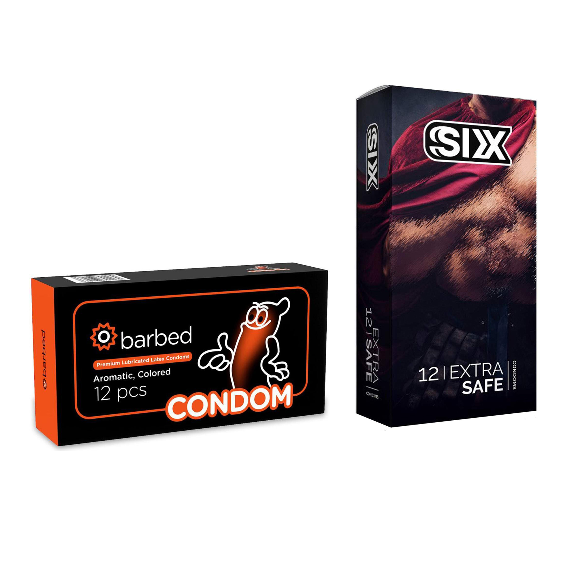 کاندوم سیکس مدل Max Safety بسته 12 عددی به همراه کاندوم کاندوم مدل Barbed بسته 12 عددی