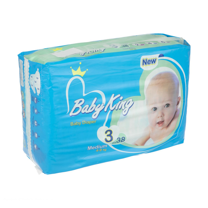 پوشک بچه بیبی کینگ مدل A10 سایز 3 بسته 38 عددی مجموعه 3 عددی