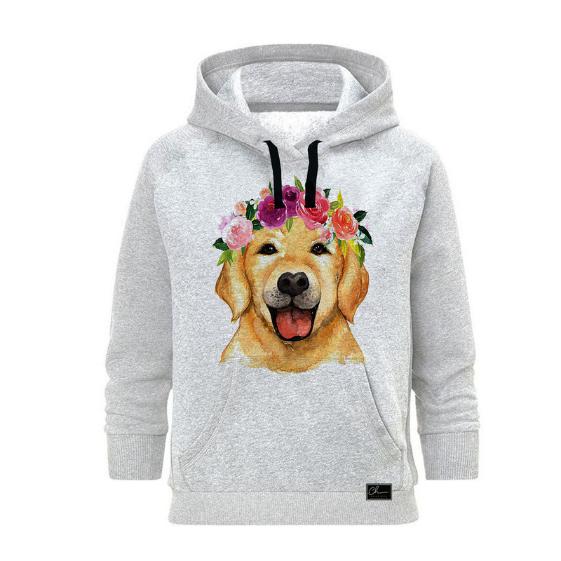 هودی زنانه مدل CUTE DOG کد J87 رنگ طوسی