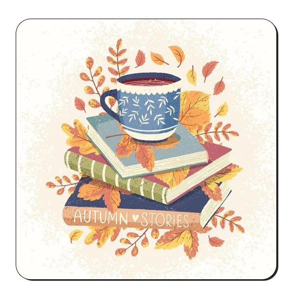  زیر لیوانی طرح کتاب و پاییز و فنجان کد nzl567