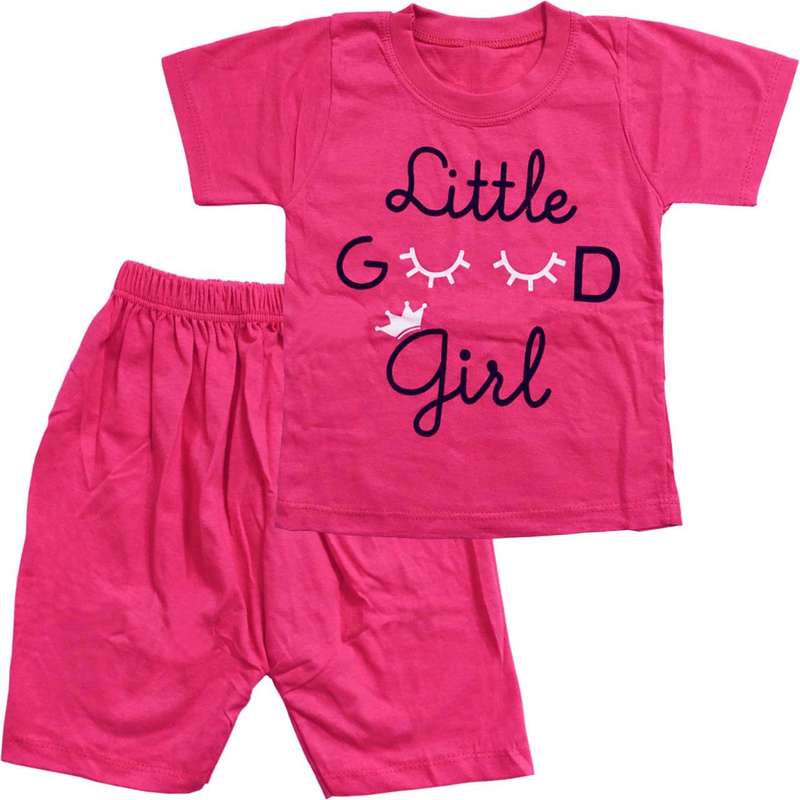 ست تی شرت و شلوارک دخترانه طرح مژه مدل A12 کد 0219