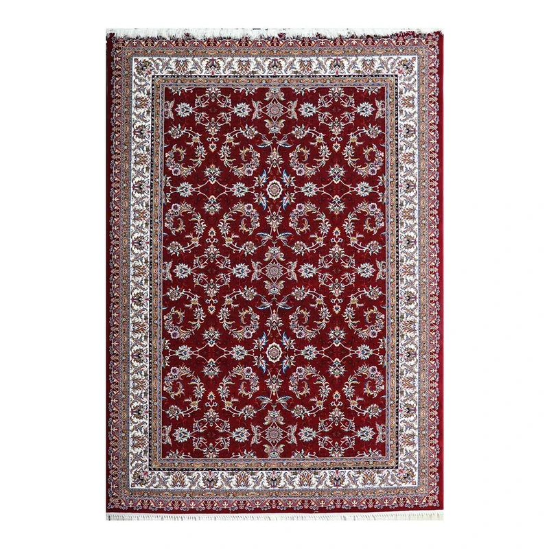 فرش ماشینی 700 شانه فرش هیوا زمینه لاکی حاشیه لاکی مدل افشان صبا