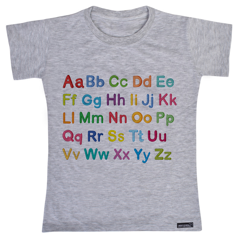 تی شرت آستین کوتاه دخترانه 27 مدل English Alphabet کد MH800