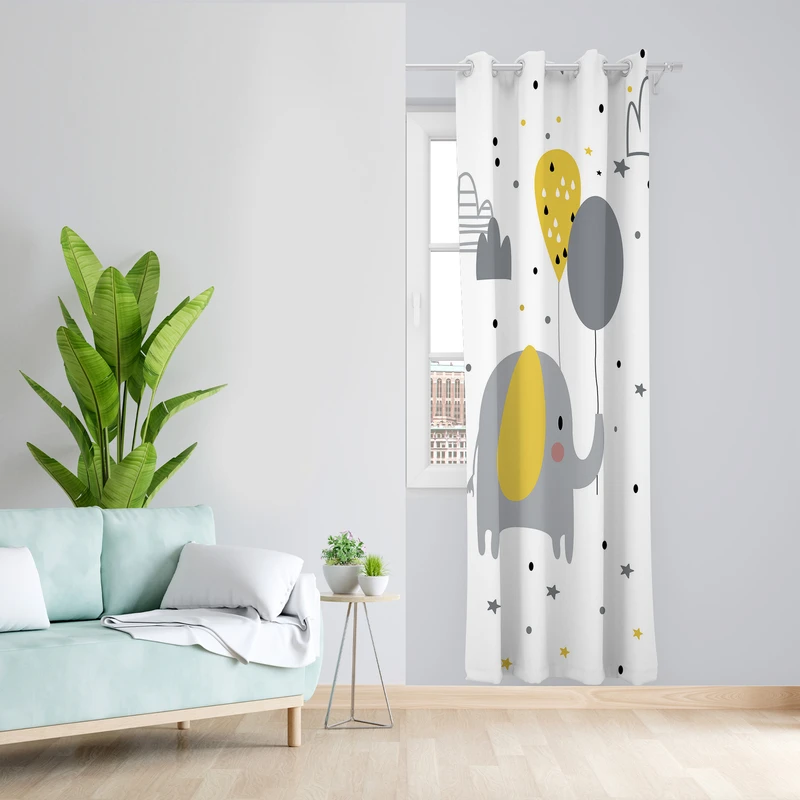 پرده طرح کودک مدل مخمل پانچی کد L 1783 Z سایز 140x200 سانتی متر