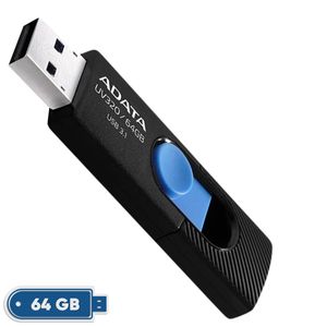 فلش‌مموری کشویی ای دیتا مدل UV320 ظرفیت 64 گیگابایت با رابط USB 3.2 Gen1 سرعت انتقال تا 10 گیگابیت بر ثانیه و سازگار با ویندوز، مک، لینوکس، گوشی و تلویزیون