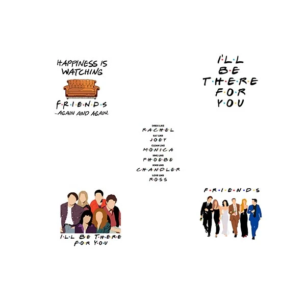 استیکر لپ تاپ طرح سریال فرندز مجموعه 5 عددی