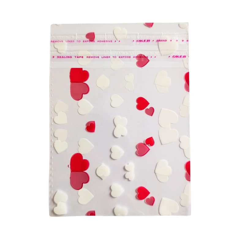 سلفون بسته بندی مدل لبه چسبدار طرح قلب سایز 15 × 15 سانتی متر بسته 30 عددی