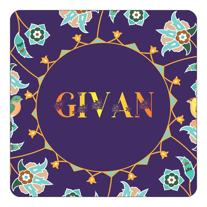 مگنت کاکتی طرح اسم گیوان givan مدل گل و بلبل کد mg13546