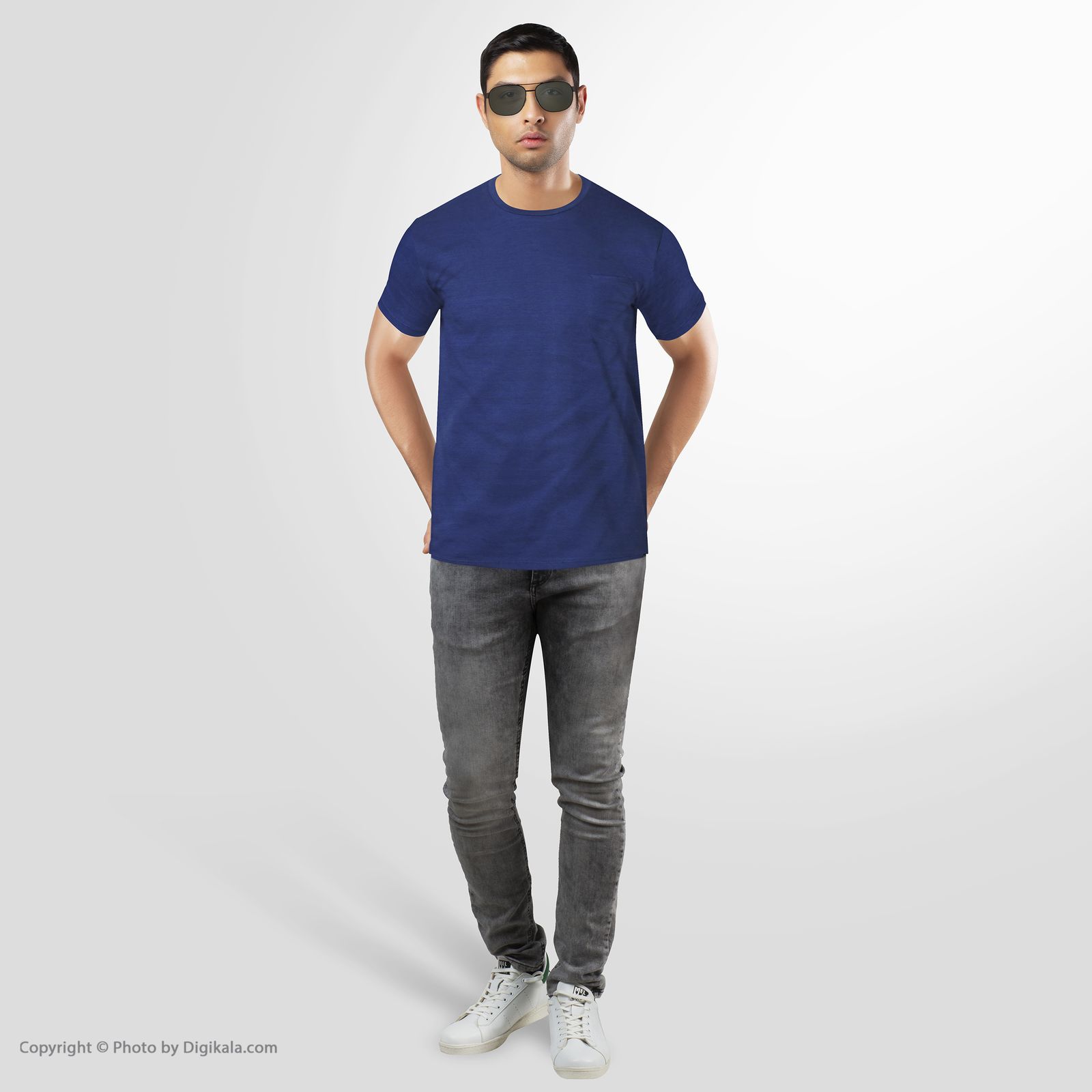 تی شرت آستین کوتاه مردانه جی تی هوگرو مدل تک جیب رنگ سرمه ای -  - 6