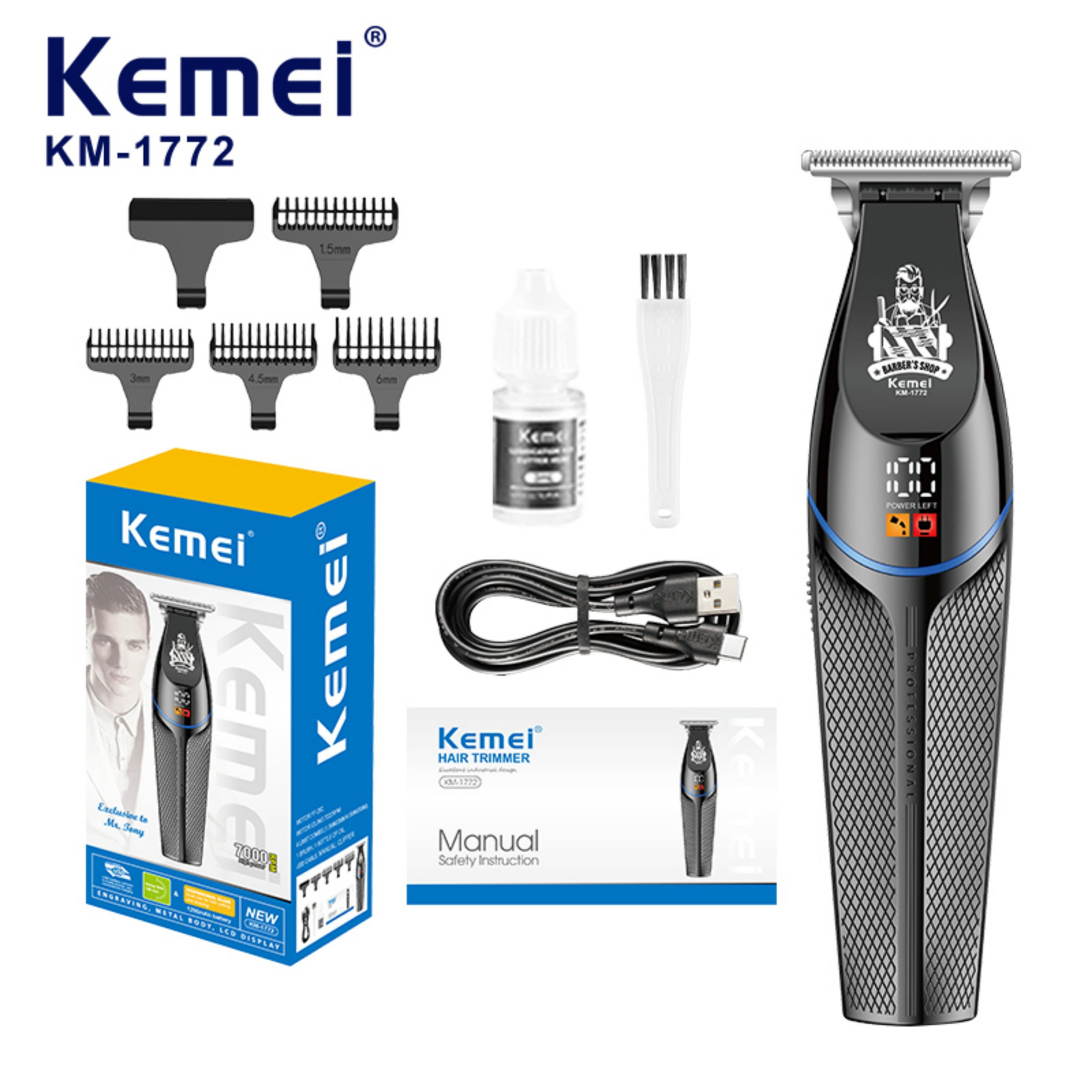 ماشین اصلاح موی سر و صورت شارژی کیمی مدل KM-1772 ماشین اصلاح موی سر و صورت شارژی کیمی مدل KM-1772