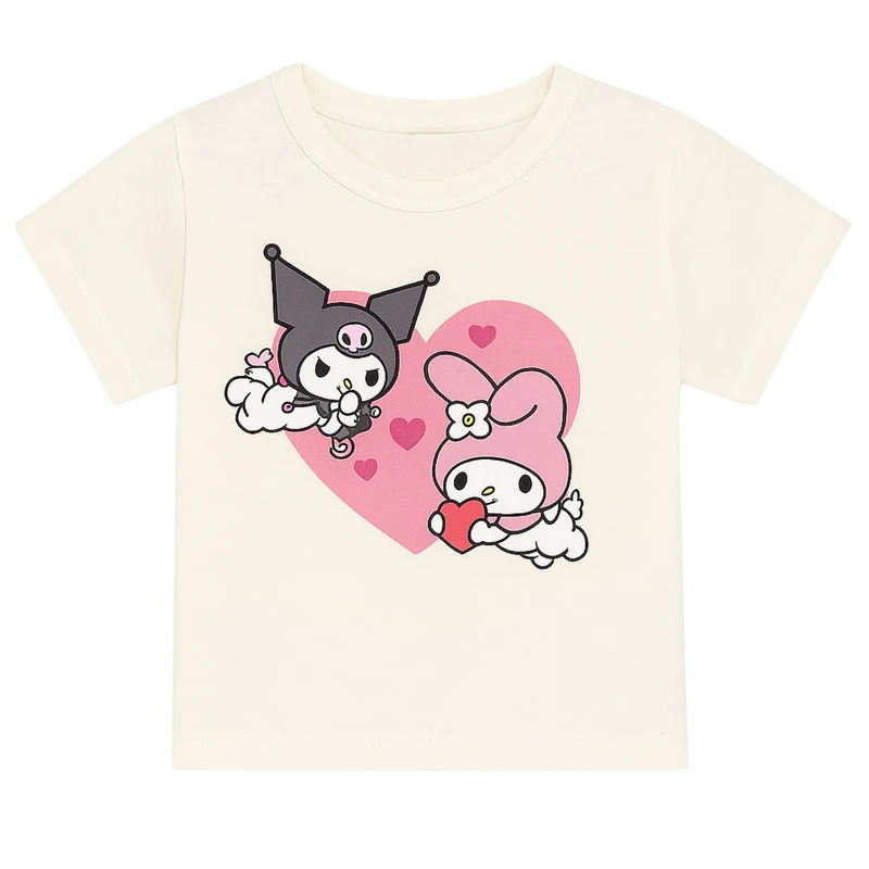 کراپ تی‌شرت آستین کوتاه دخترانه مدل nm199