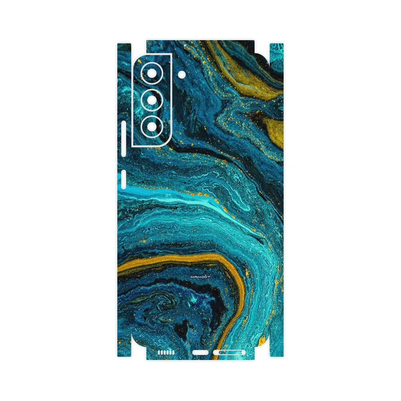 برچسب پوششی ماهوت مدل Turquoise marblewith golden streaks-FullSkin مناسب برای گوشی موبایل سامسونگ Galaxy S22 Plus 5G