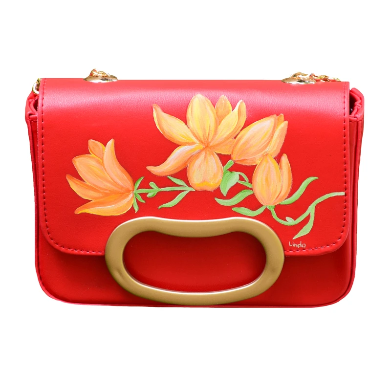 کیف رودوشی زنانه مدل نقاشی گل ارکیده کد 200