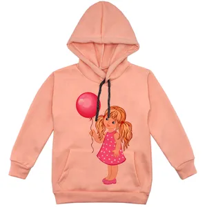 هودی دخترانه مدل دختر و بادکنک F146 رنگ گلبهی