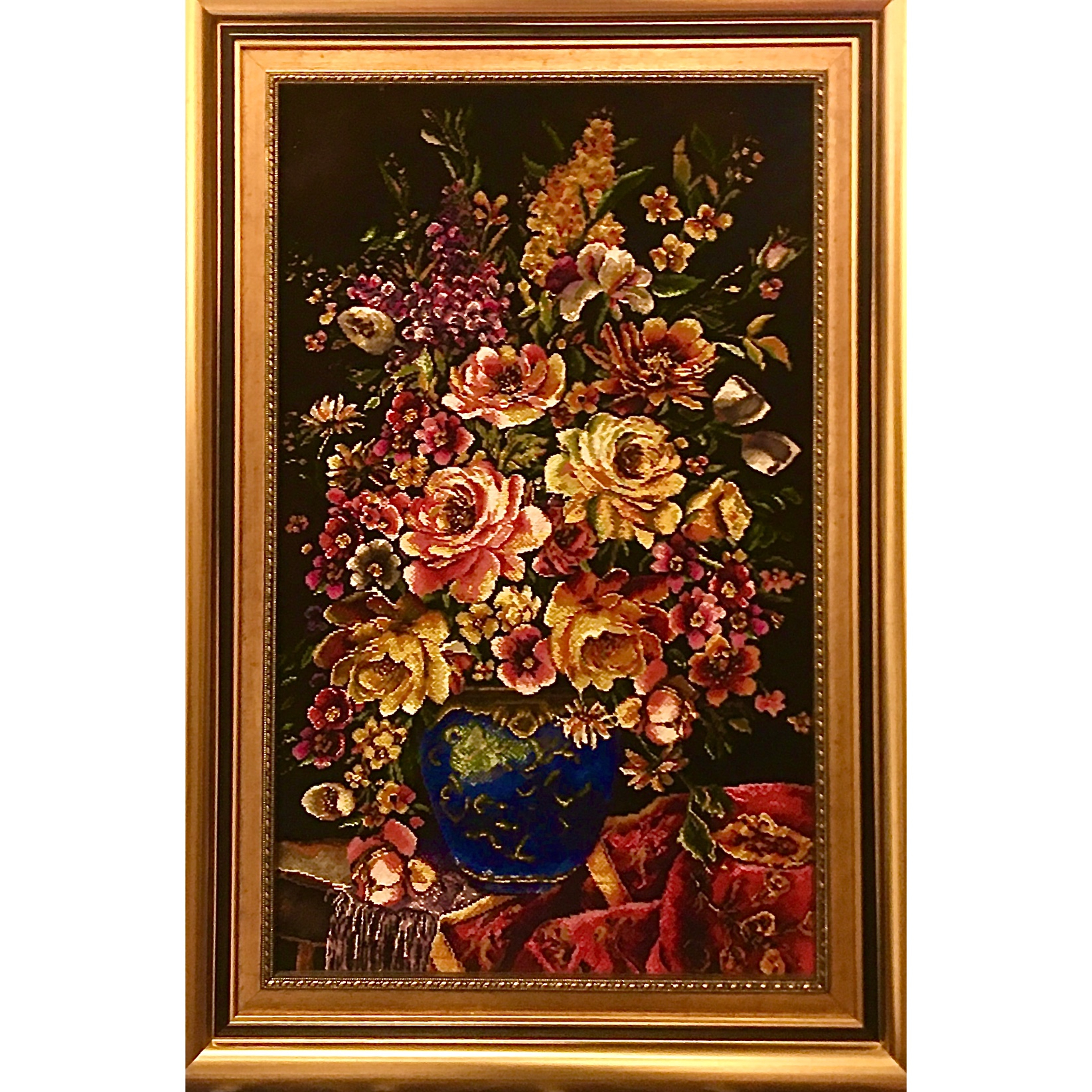 تابلو فرش دستباف مدل گلدان