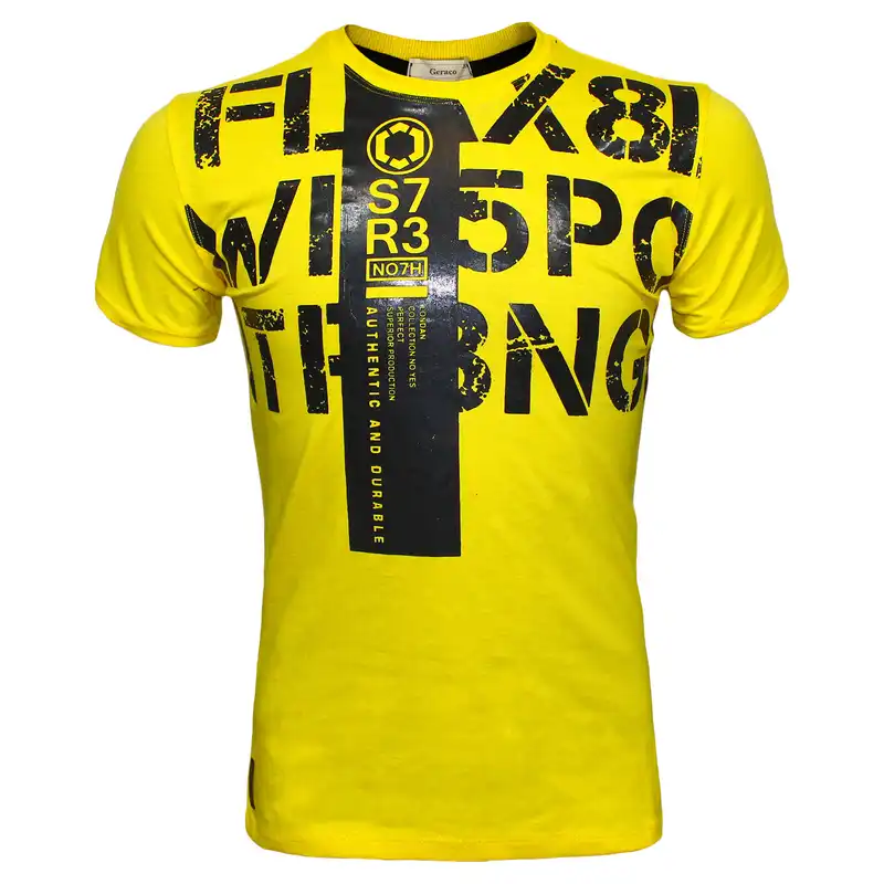 ست تی شرت آستین کوتاه و شلوار پسرانه مدل اسپورت رنگ زرد