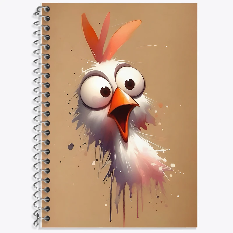 دفتر زبان 50 برگ خندالو مدل دو خط طرح جوجه ی متعجب کد F7937