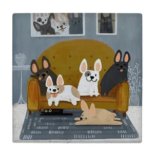 کاشی کارنیلا طرح سگهای روی کاناپه مدل لوحی کد klh1986