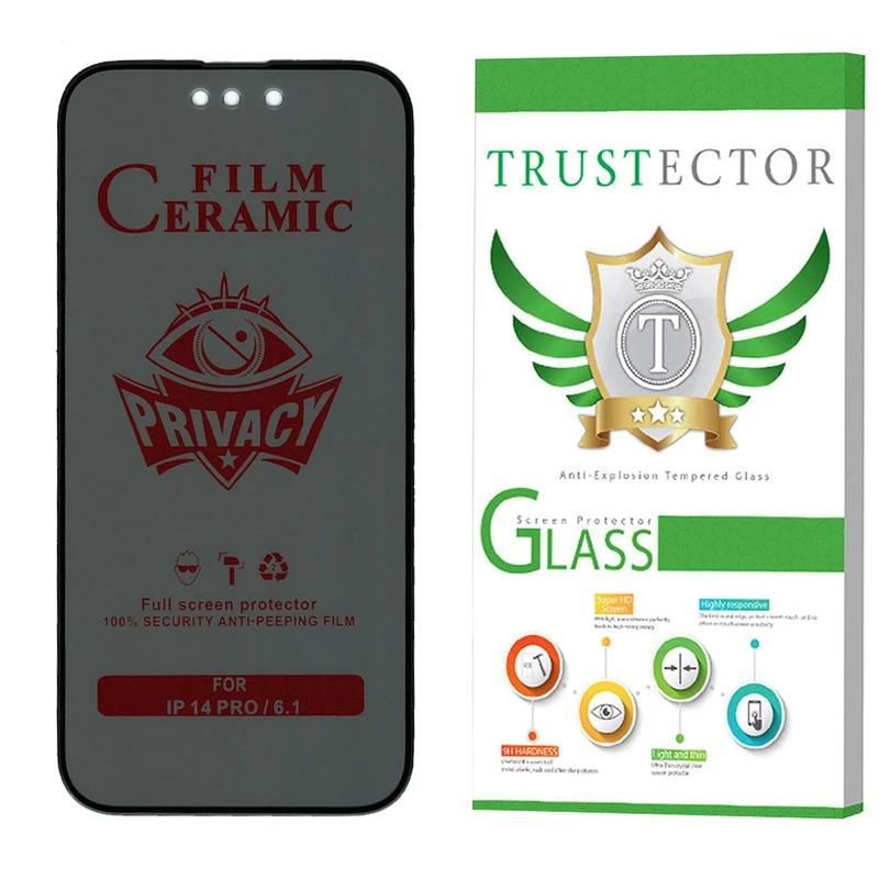 محافظ صفحه نمایش سرامیکی حریم شخصی تراستکتور مدل PRCTA مناسب برای گوشی موبایل اپل iPhone 14 Pro