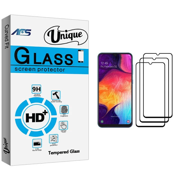 محافظ صفحه نمایش ای اف اس مدل Unique Glass مناسب برای گوشی موبایل سامسونگ Galaxy A50 بسته سه عددی