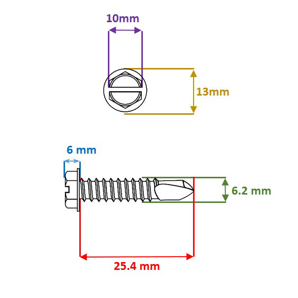 پیچ شيروانی سر مته مدل 25-14 بسته 1000 عددی
