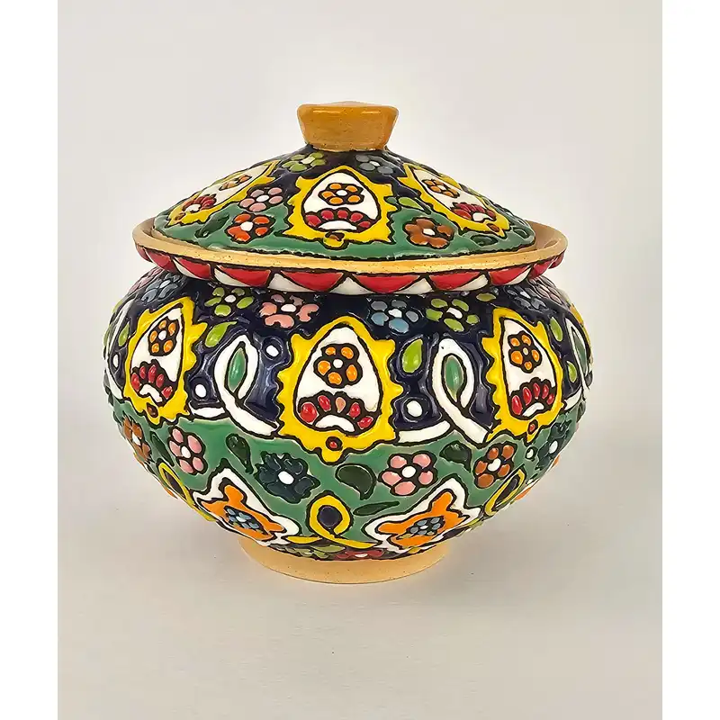 ست 3 تکه قندان و لیوان میناکاری مدل آذر