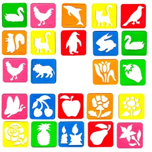 شابلون طرح حیوانات و گل و میوه مدل k1 مجموعه 24 عددی