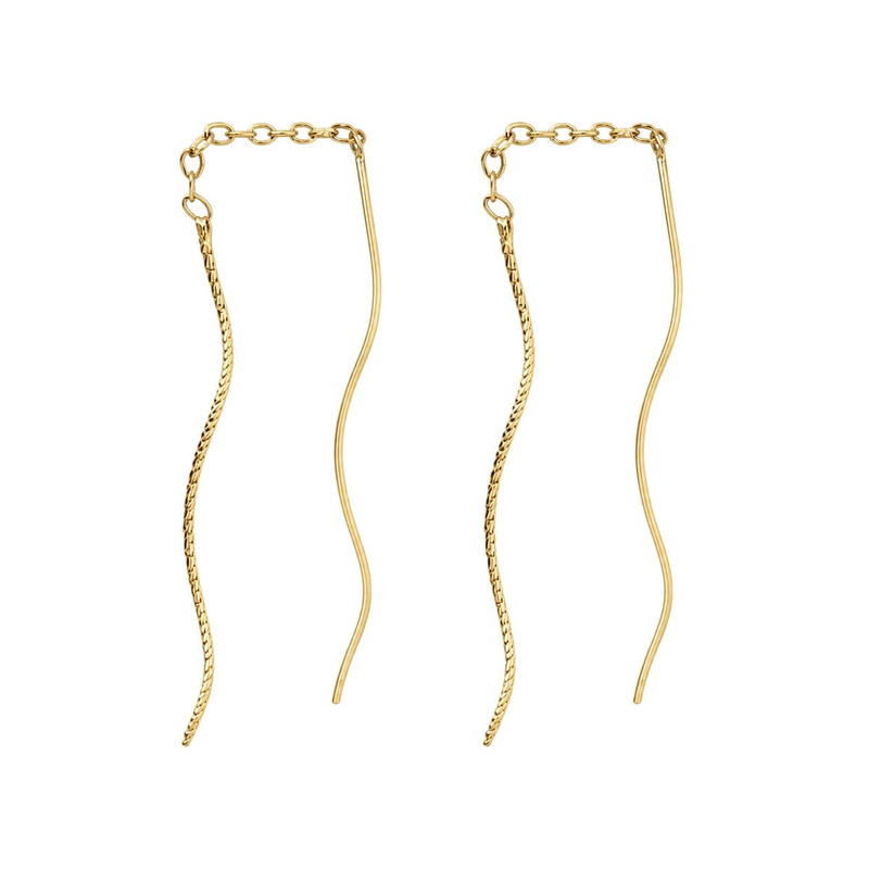 گوشواره بخیه‌ای طلا 18 عیار زنانه مان گالری مدل کرلی تراش کد EA01-0031000
