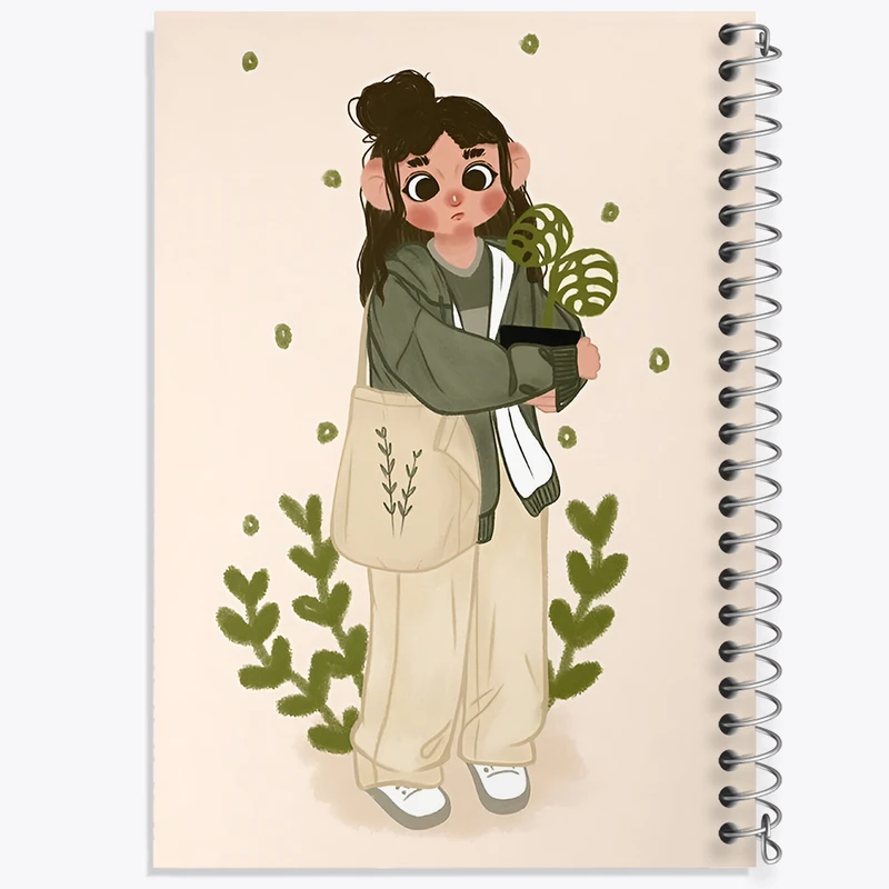 دفتر لیست خرید 50 برگ خندالو طرح دختر و گل و گیاه کد N5647