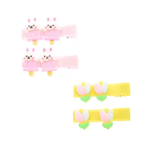 گیره مو دخترانه دلنار گالری مدل بستنی خرگوشی و گل مجموعه 4 عددی