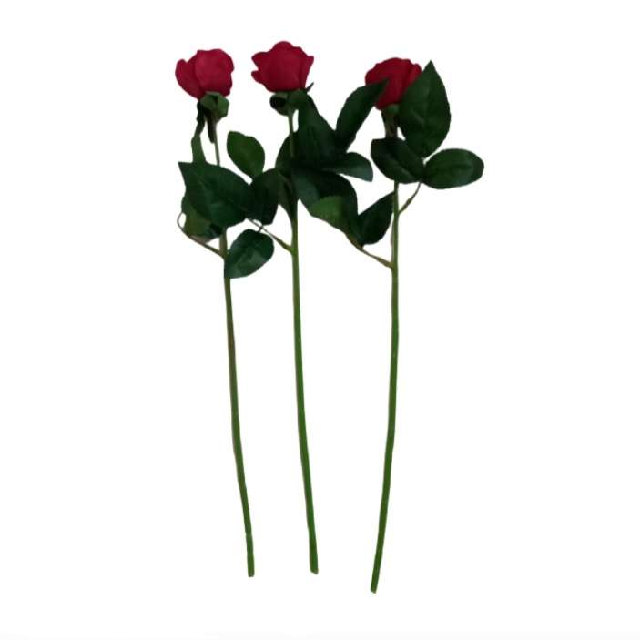 گل مصنوعی مدل رز غنچه نیمه باز بسته سه عددی