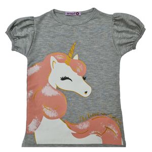 نقد و بررسی تی شرت دخترانه افراتین مدل اسب شاخ دار رنگ طوسی توسط خریداران