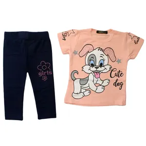 ست تی شرت و شلوار دخترانه مدل پاپی بامزه رنگ گلبهی